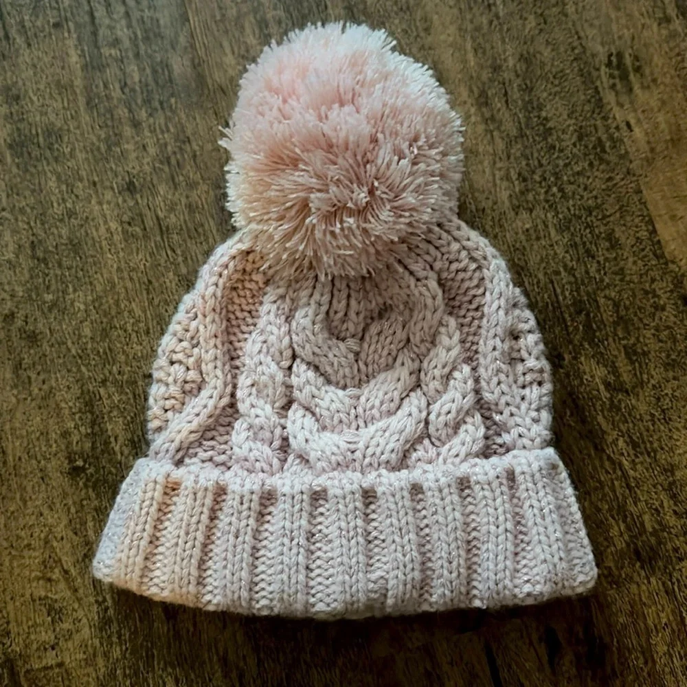 Toddler pink Pom Pom hat gap